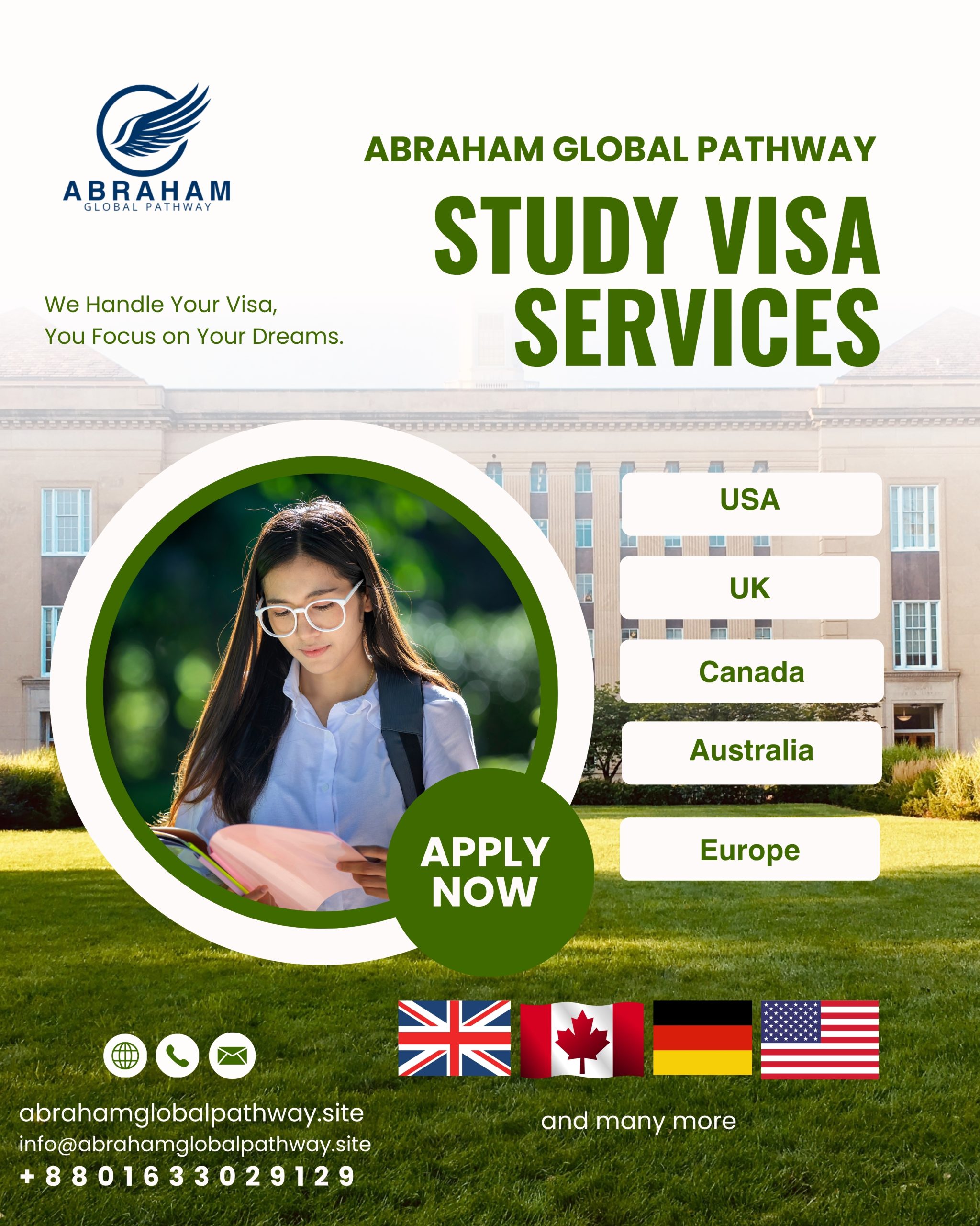 Green And White Modern Student Study Visa Services Instagram Post (1)